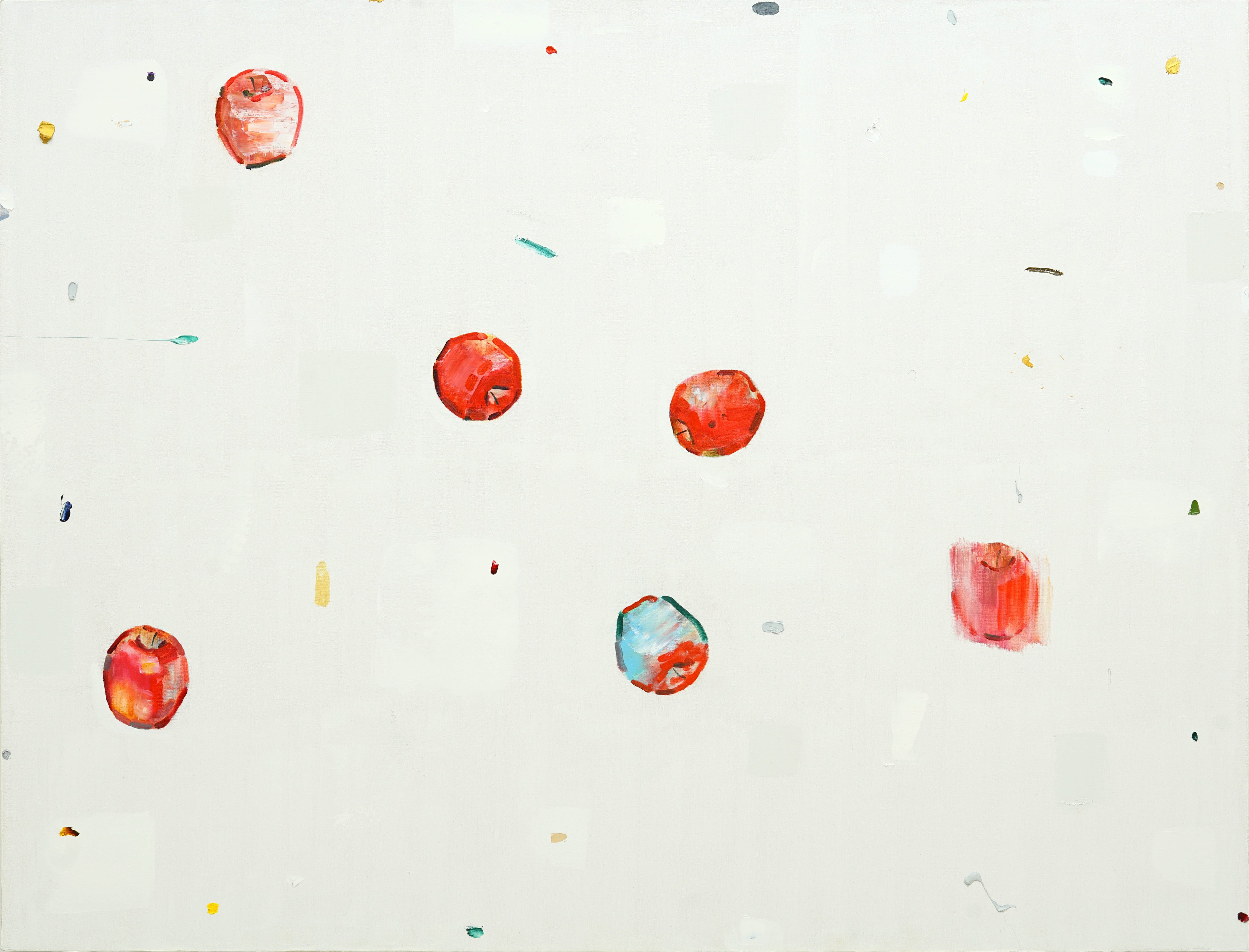 Six apples on the ground