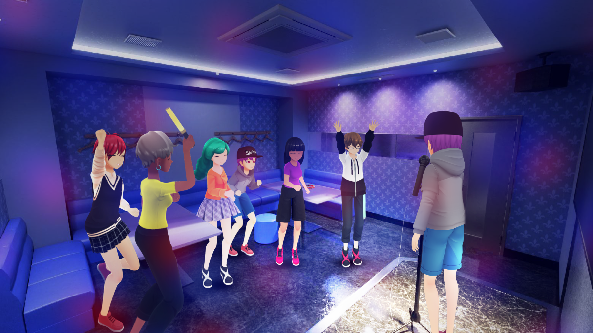 複数人での入室ができ、JOYSOUNDの採点機能で「αUmetaverse」内でスコアを競うことも可能