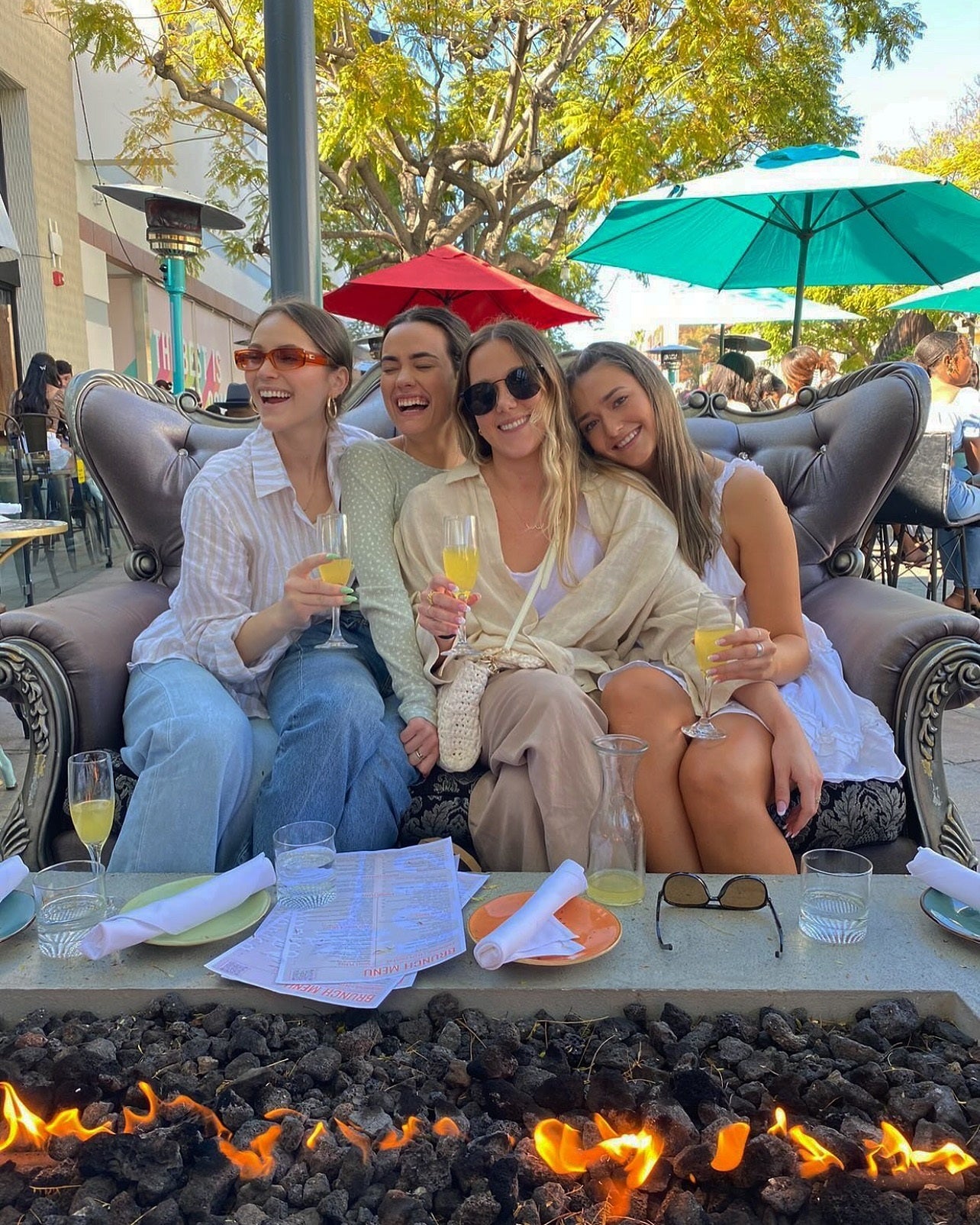 ミモザを楽しむ女性客（１２１２ サンタモニカ）