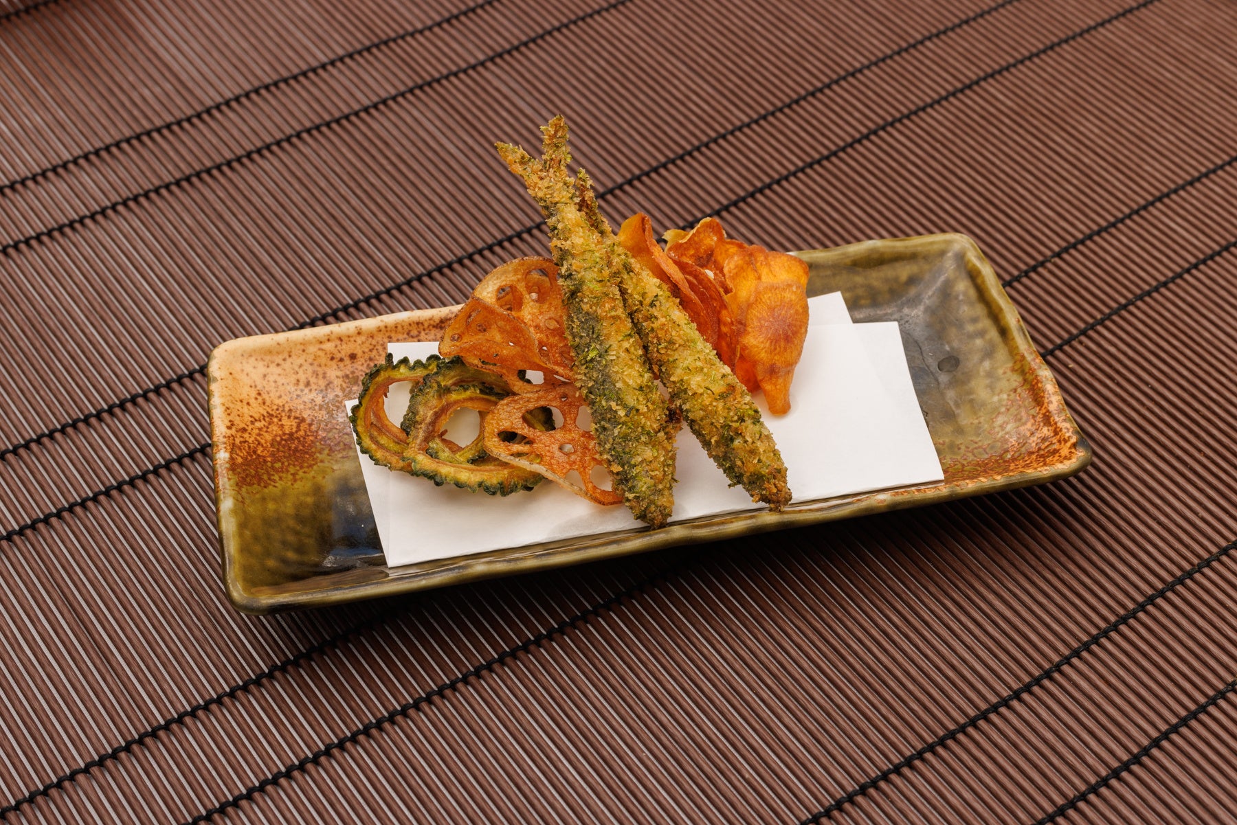 夏野菜チップスと稚鮎磯辺フライ