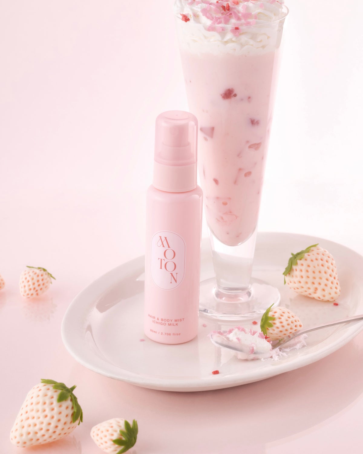 MOTONから数量限定「いちごみるく」のヘア&ボディミストが登場、11月1日より順次発売