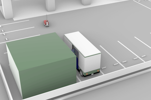 駐車場の一角を物流拠点として活用する様子
