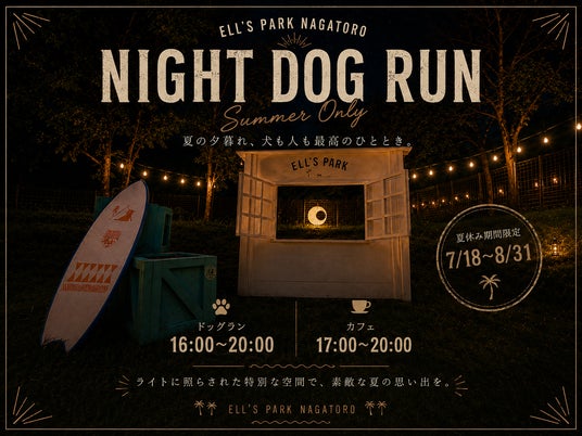 【ナイトドッグラン開催決定】ライトアップされた幻想的なドッグランで、愛犬と過ごす特別な夏の夜。 【ナイトドッグラン開催決定】ライトアップされた幻想的なドッグランで、愛犬と過ごす特別な夏の夜。
