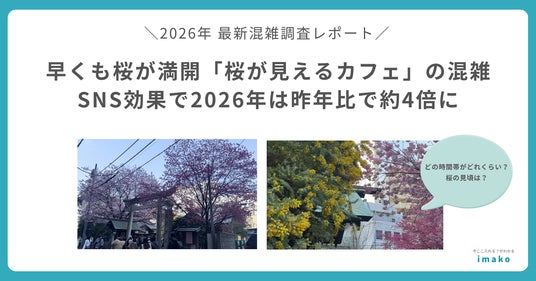 【混雑調査レポ】東京の桜スポット・蔵前神社「早咲き桜×ミモザ」が見頃周辺おしゃれカフェの混雑、2026年は昨年比で約4倍に 【混雑調査レポ】東京の桜スポット・蔵前神社「早咲き桜×ミモザ」が見頃周辺おしゃれカフェの混雑、2026年は昨年比で約4倍に