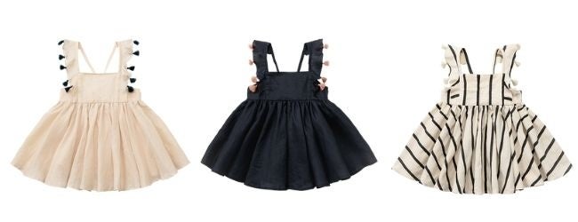 “loisir sun dress”（サマードレス）左からshell、navy、stripe