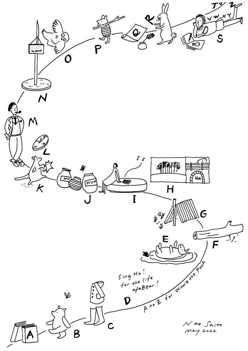 「クマのプーさん」展　展示プランのスケッチ、齋藤名穂