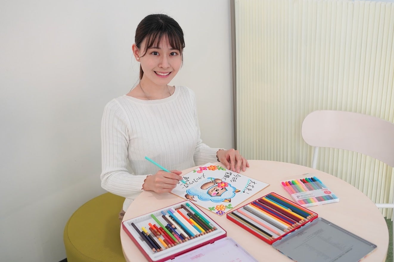 「おまけ」としてついてくるNFT用のイラストを描く望木アナウンサー