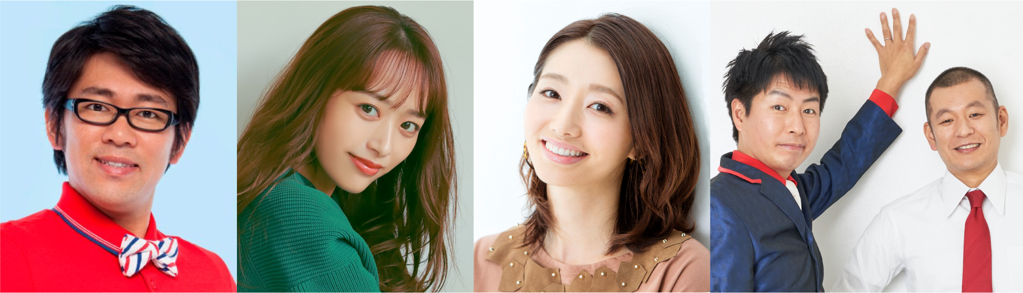 （左より、コメンテーターのビビる大木、近藤千尋、眞鍋かをり、特集プレゼンターのU字工事）