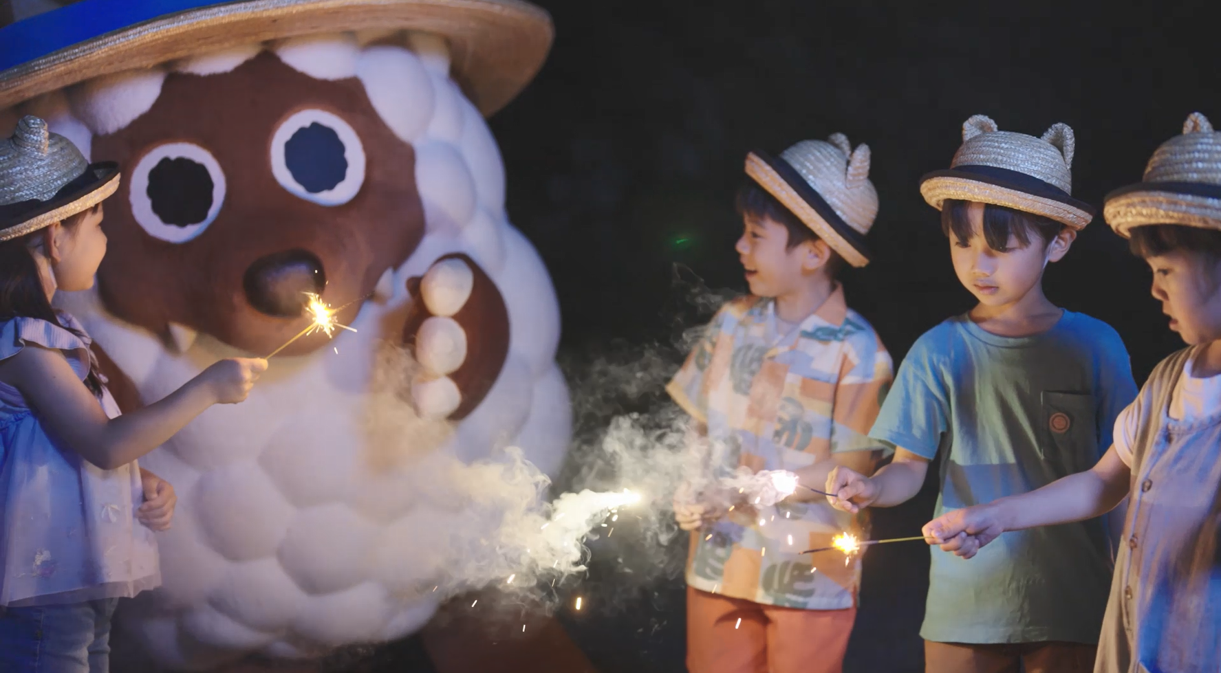 夜にはお待ちかね、子どもたちとの花火