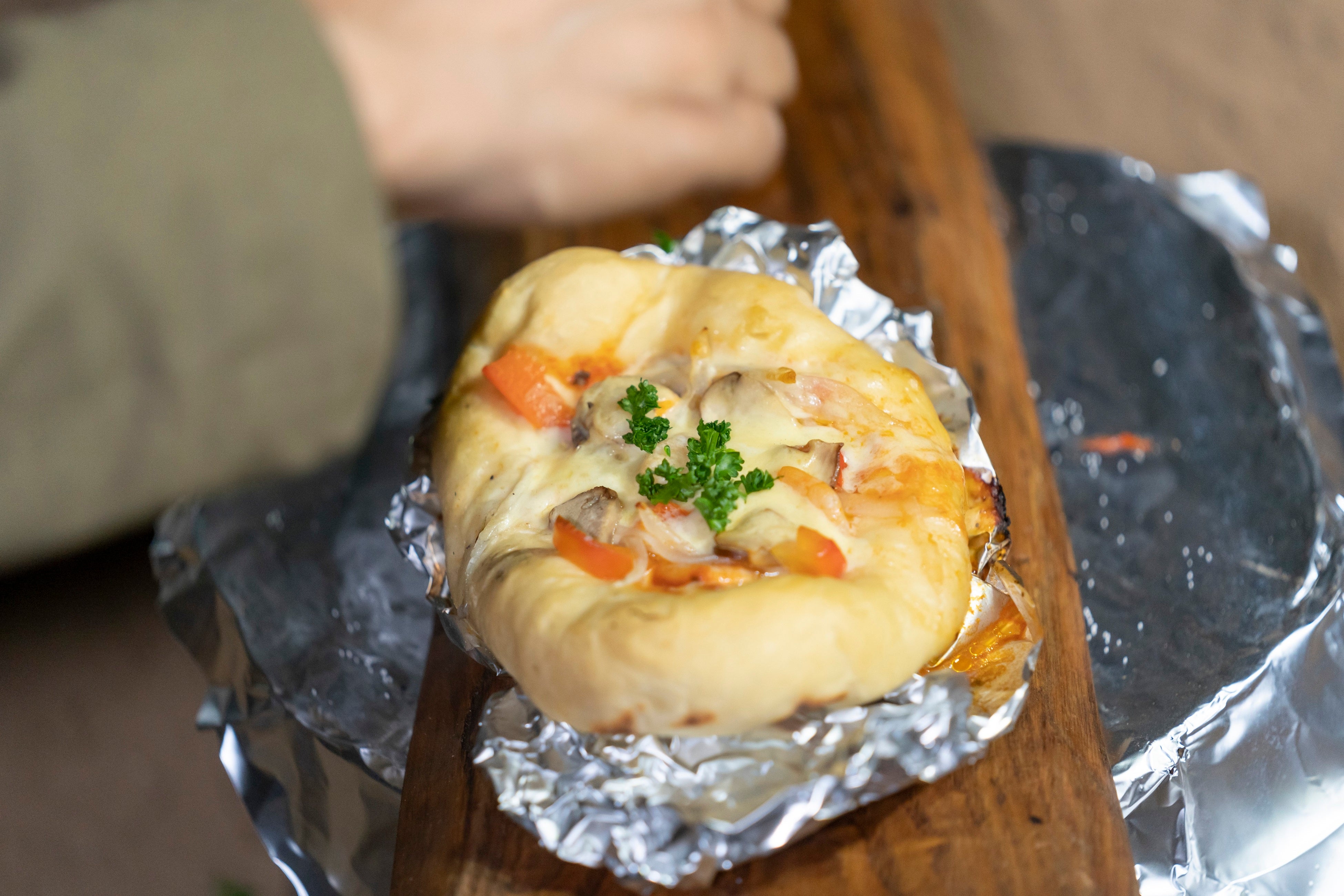 飯盒を使ったピザ