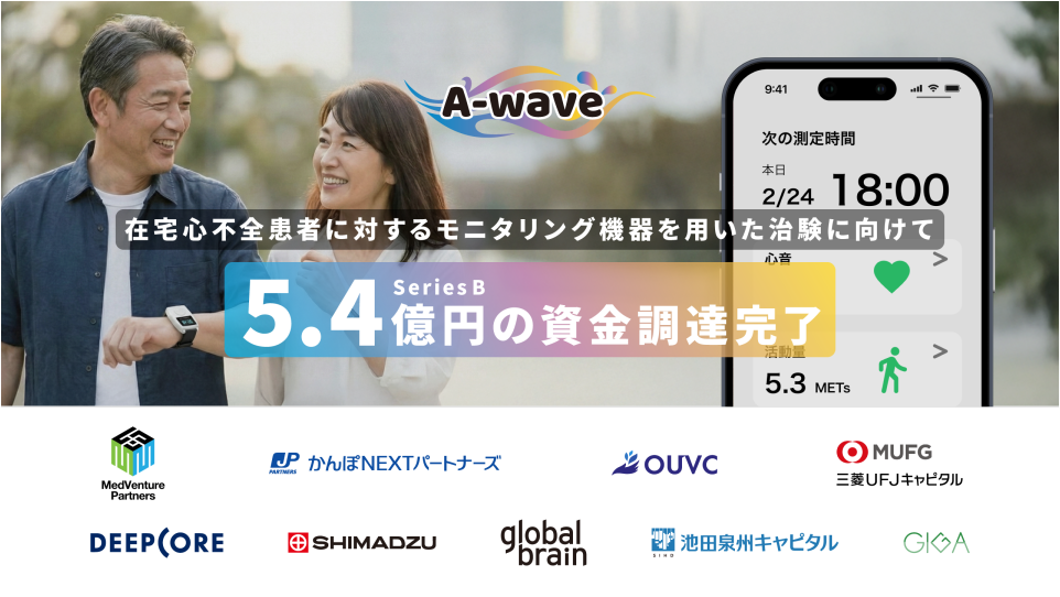 A-wave株式会社、Series Bで5.4億円の資金調達を完了