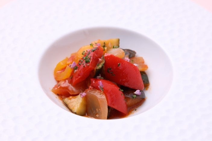 東京野菜のラタトゥイユ 赤梅酢仕上げ(冷製) (500円)