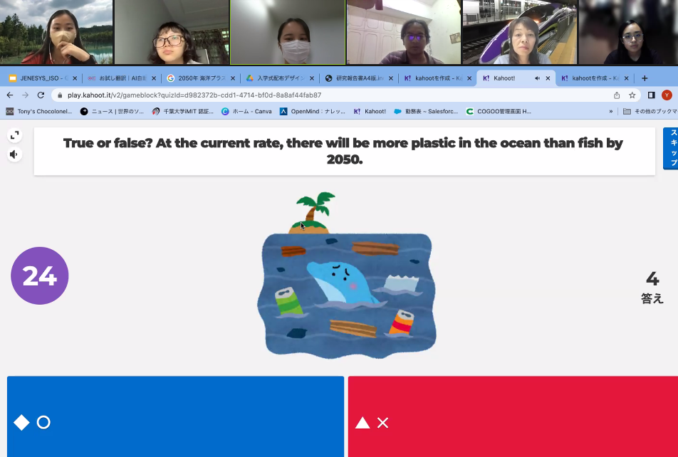 Kahoot！を使ったクイズの様子