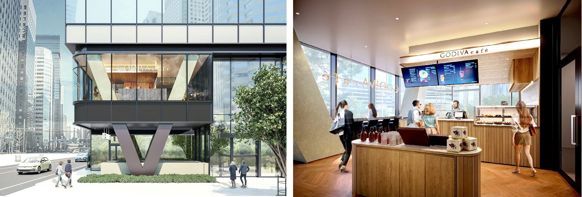 「GODIVA café Hibiya」店舗外観・内観イメージ