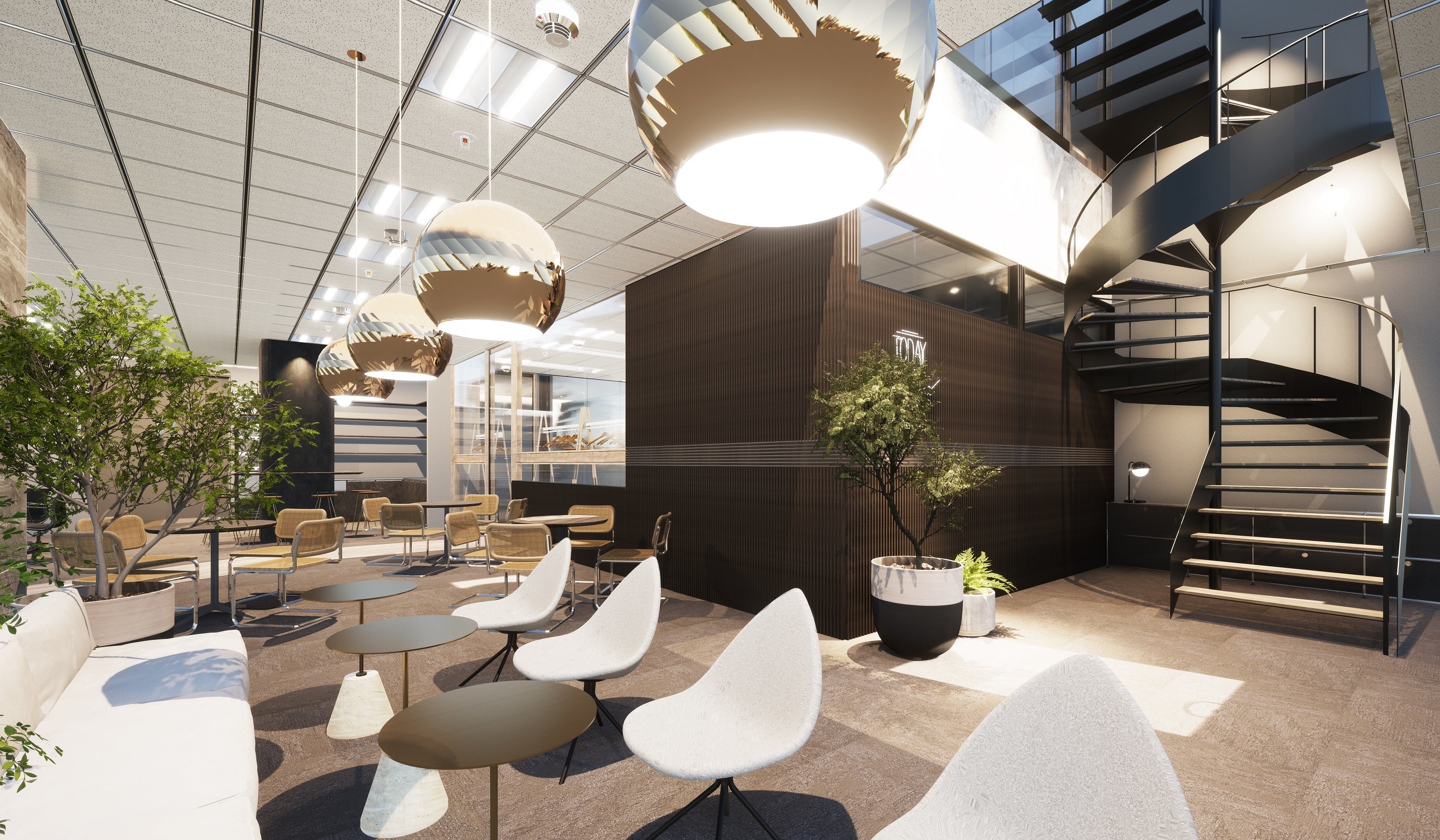 ○リラックススペースと屋内階段