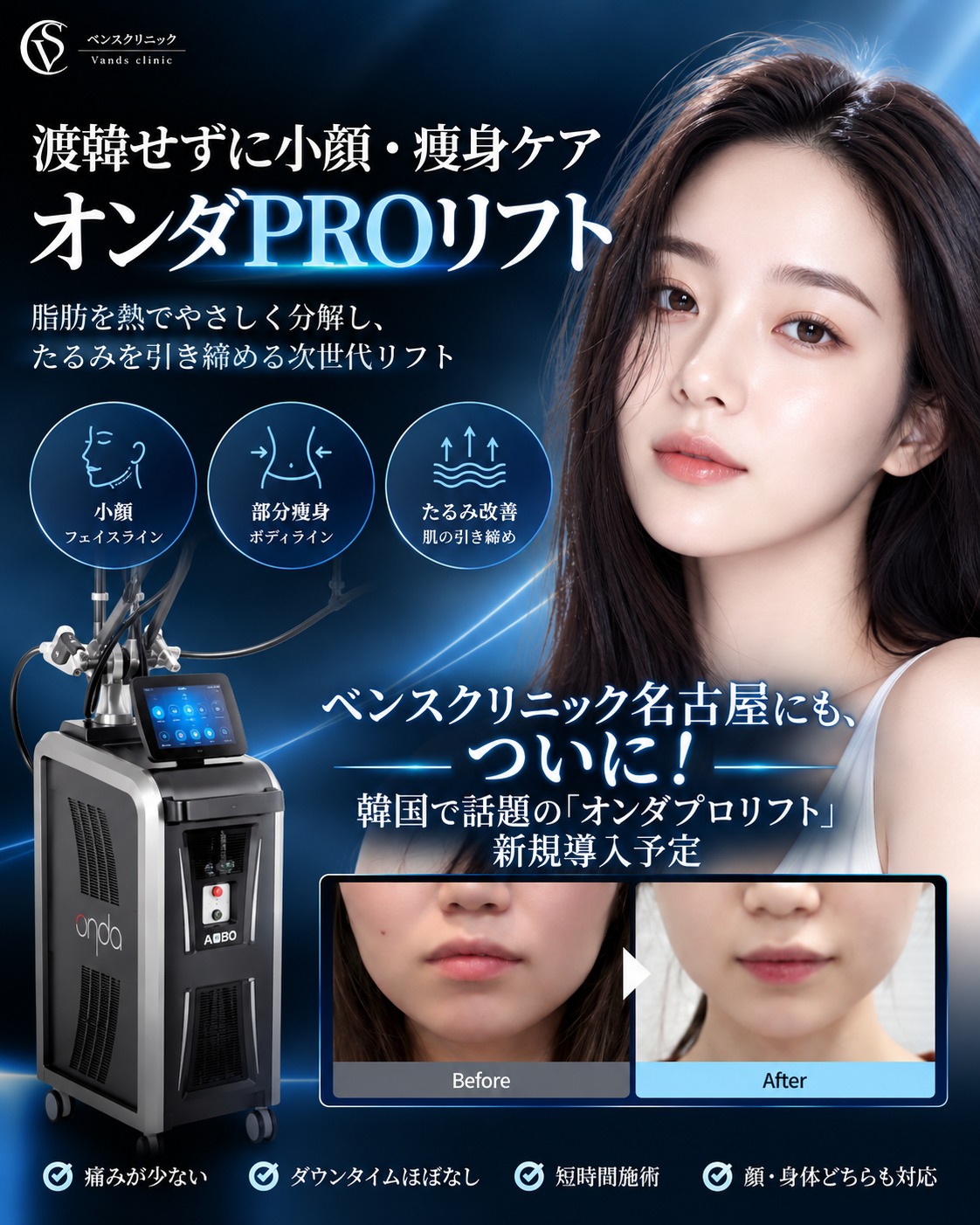 【ベンスクリニック名古屋院】韓国で大人気の次世代リフティング機器「オンダPROリフト（ONDA）」を11月より新導入！韓国の施術を名古屋でも“韓国現地と同等のコスパ”で提供