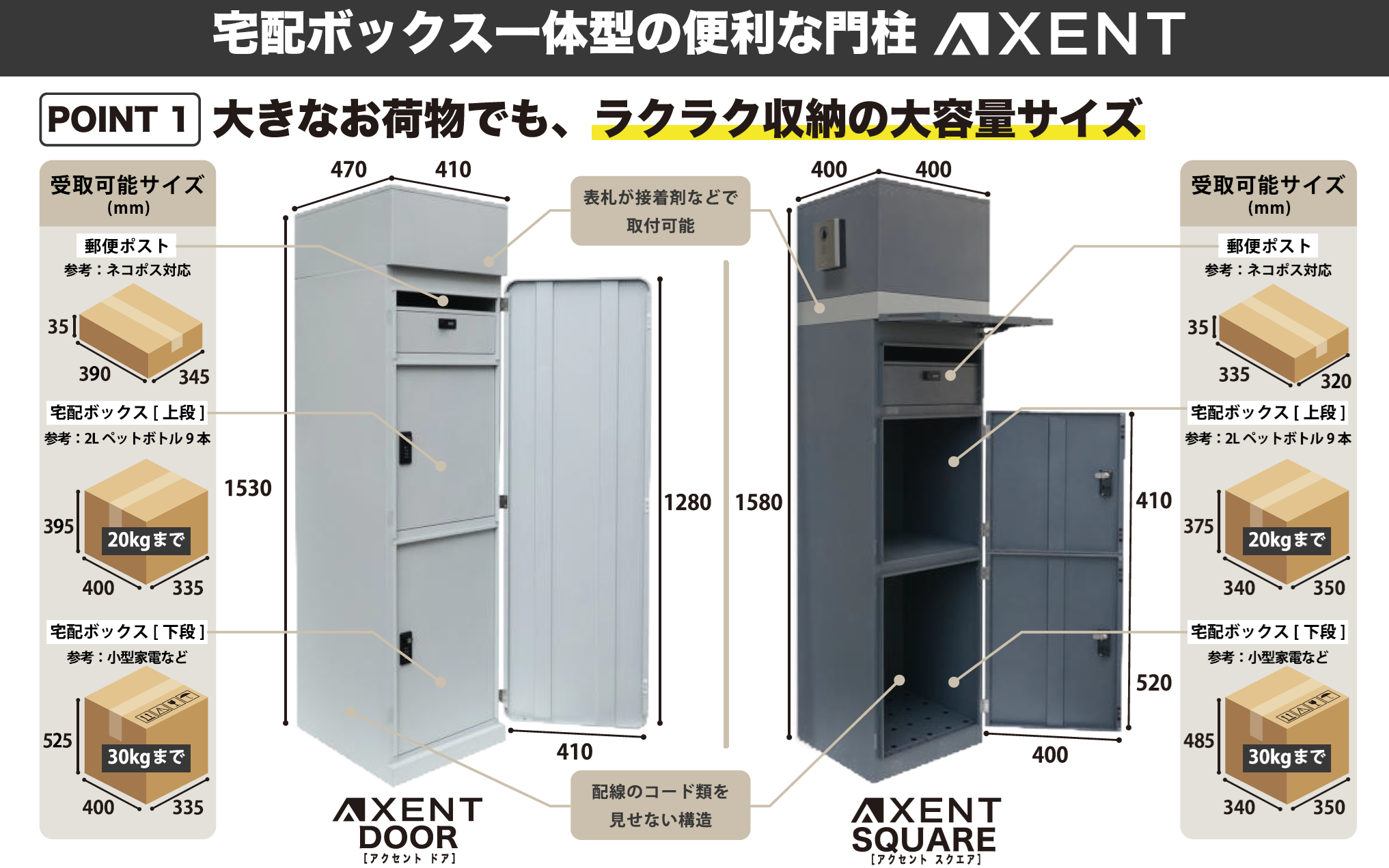 専用出品G-BOOTH　ProSpace特注サイズ 創業80年の技術】定価148,000円（税抜）の大容量2BOX搭載の機能門柱