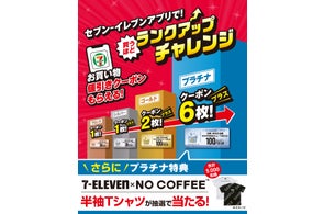 セブンイレブン【NO COFFEE™コラボTシャツ】5000名当選!買うほどランクアップチャレンジ開催