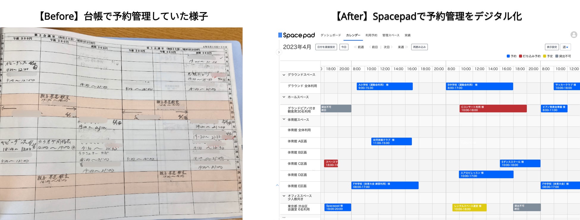 Spacepadにより紙の台帳管理からWebのカレンダー管理に移行した一例