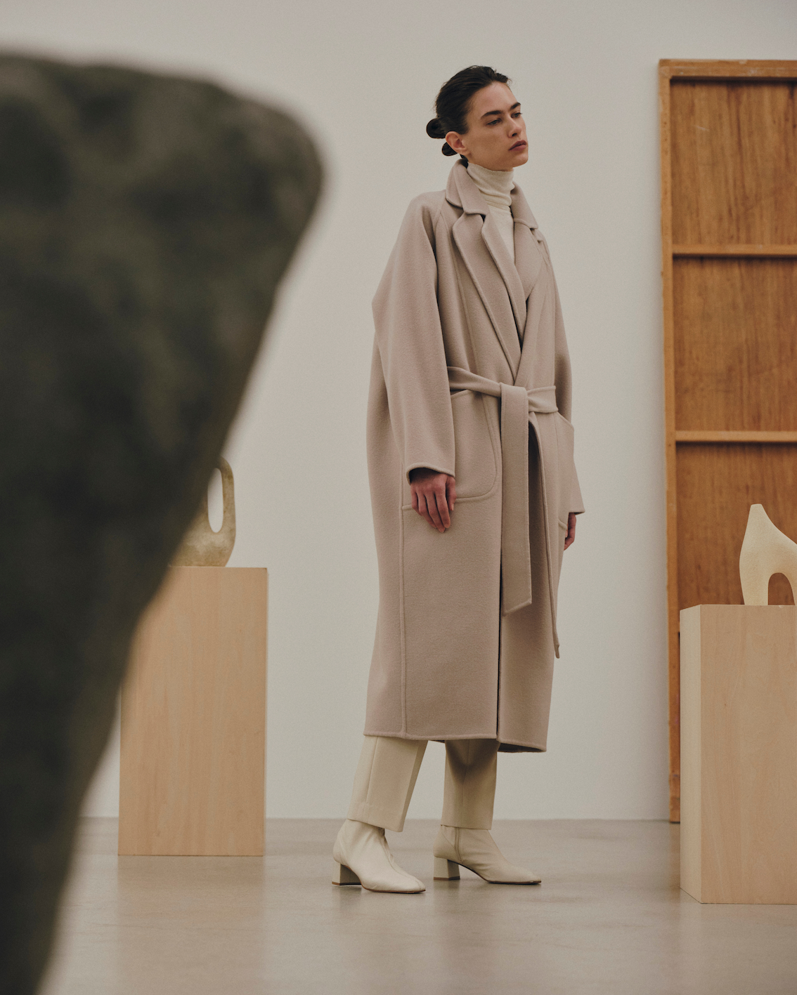 ソージュ　ウールリバーミディコート　ベージュ ソージュ ウールリバーミディコートベージュ