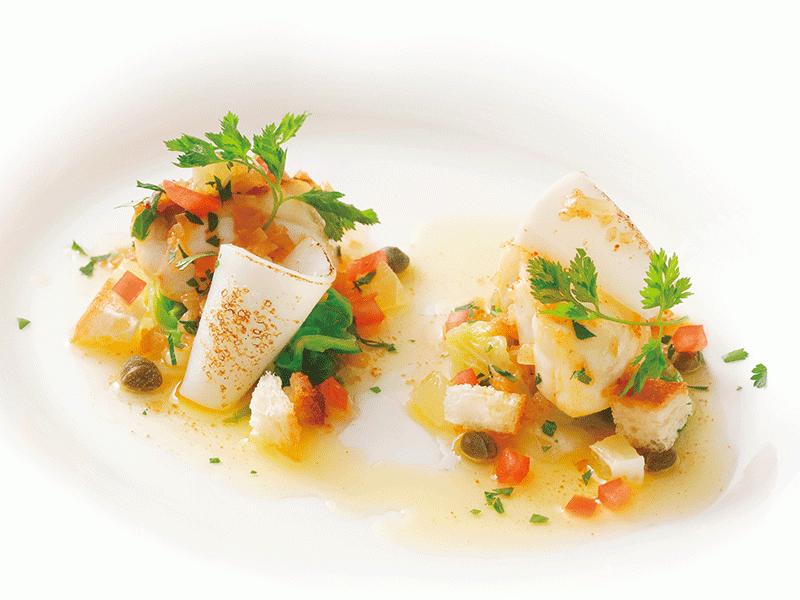 メインディッシュ③：白身魚のロースト　グルノーブル風