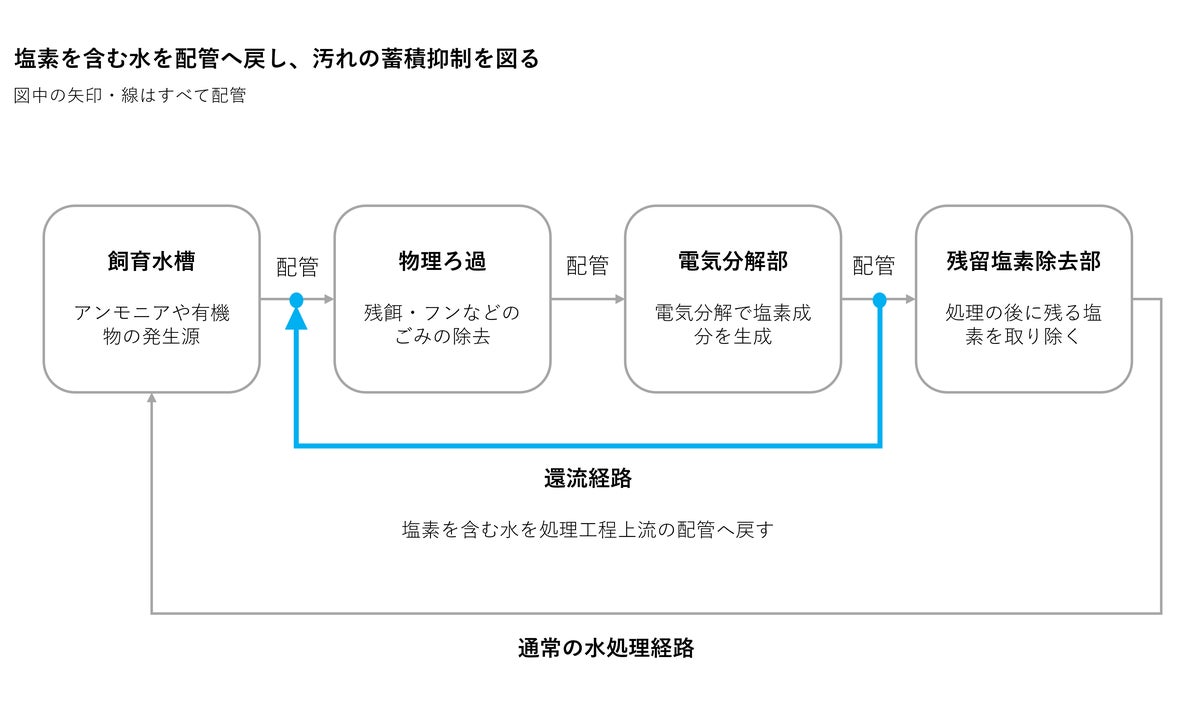 塩素を含む水の還流経路