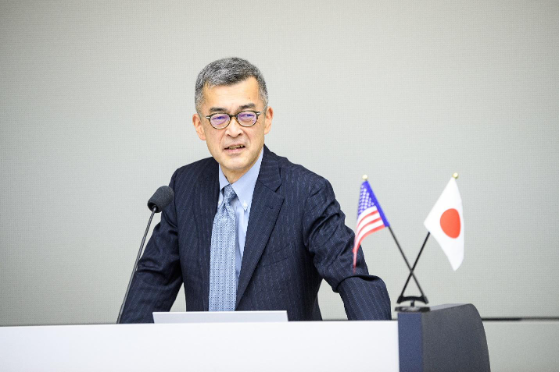 2022年10月　NEC本社を訪問したELP50の若手日系アメリカ人リーダー研修にて講演の様子