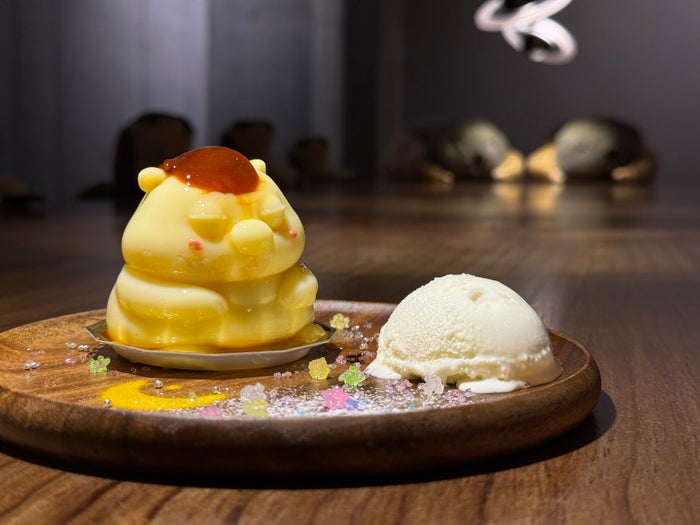 A marmot-shaped pudding with ice cream at MaMo Café