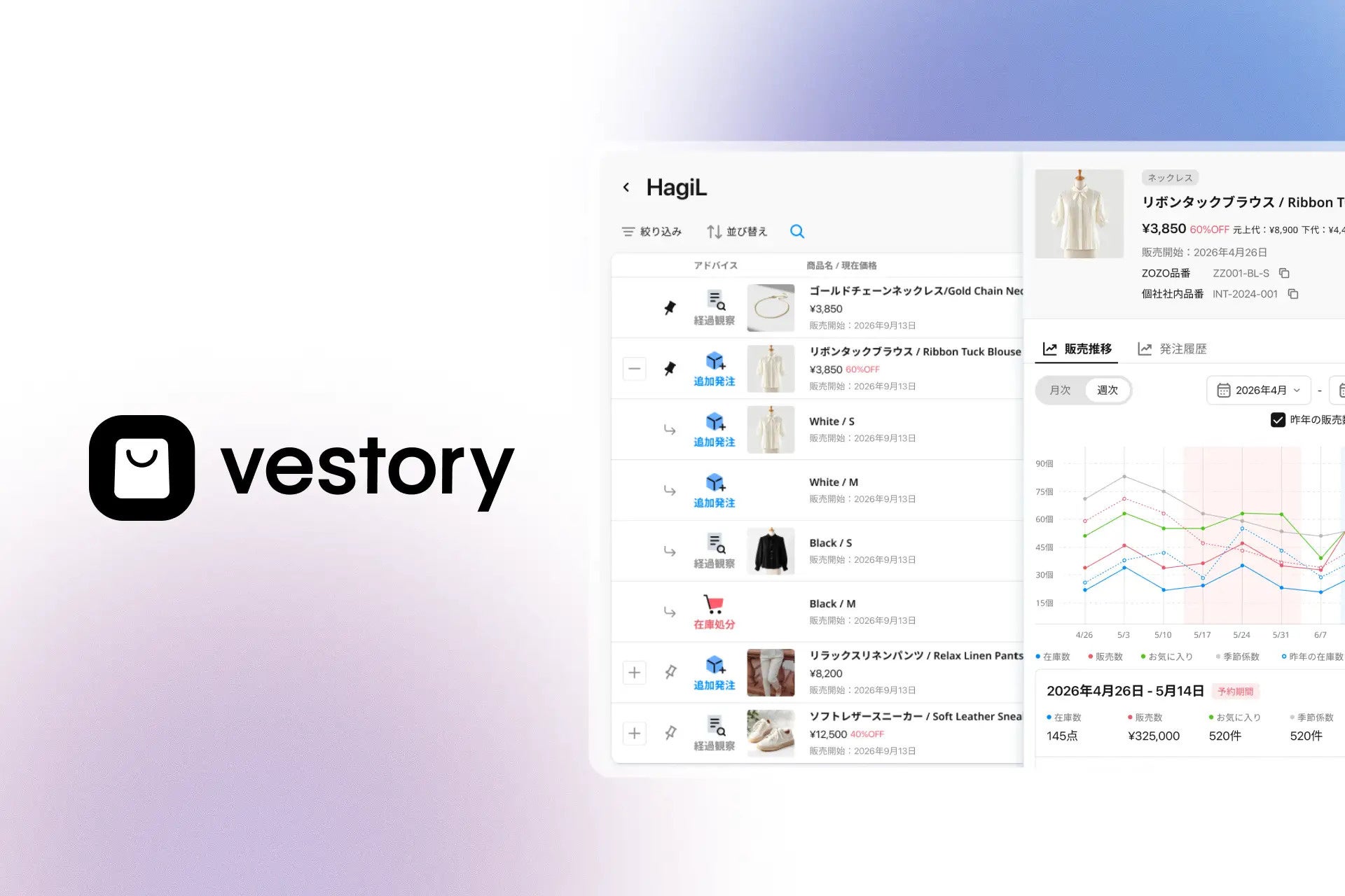 ファッション・アパレル特化の在庫管理AIエージェント「Vestory(ベストリー)」