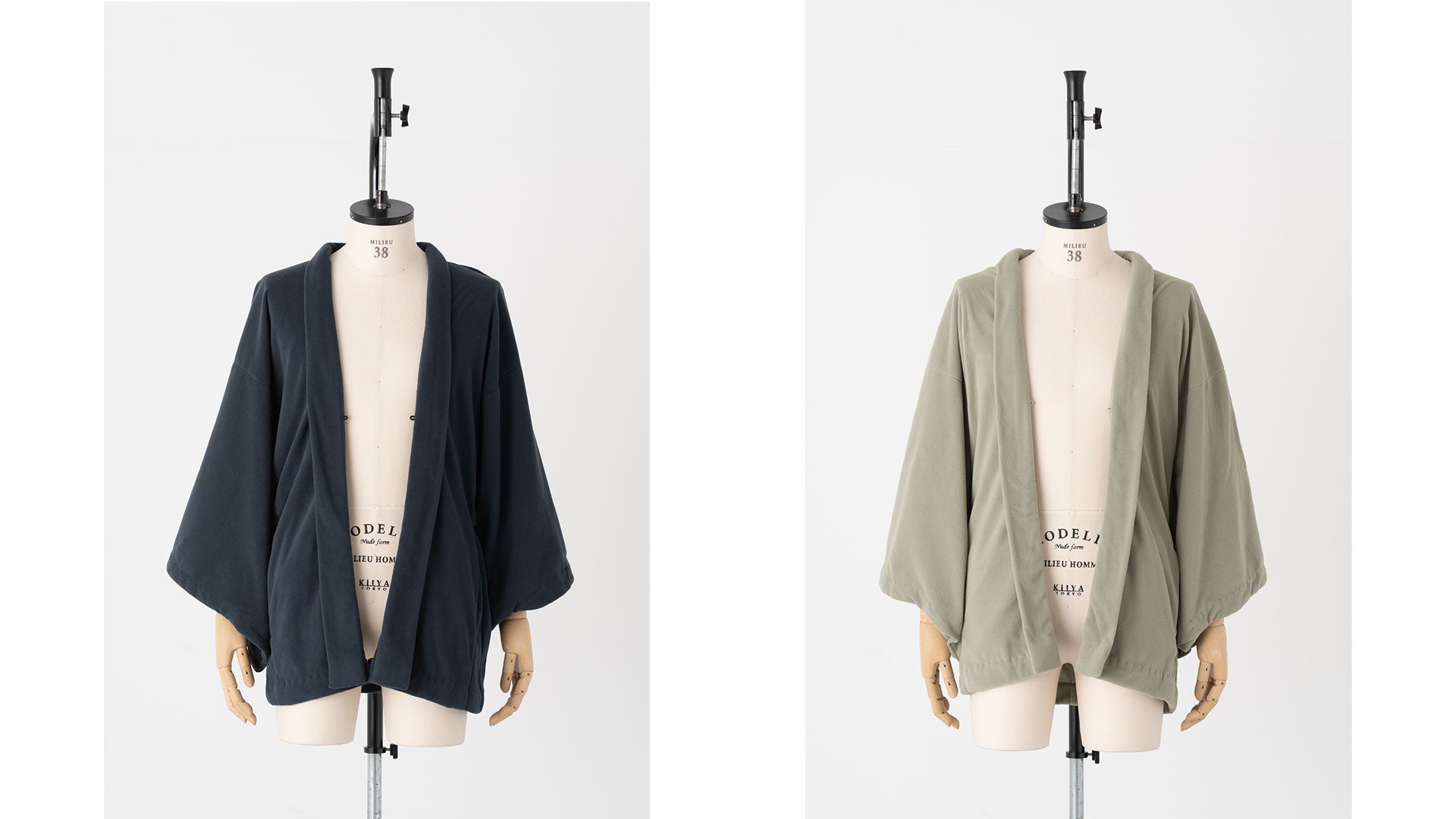 OUTDOOR KIMONO Micro Fleece HAORI Navy／Grey