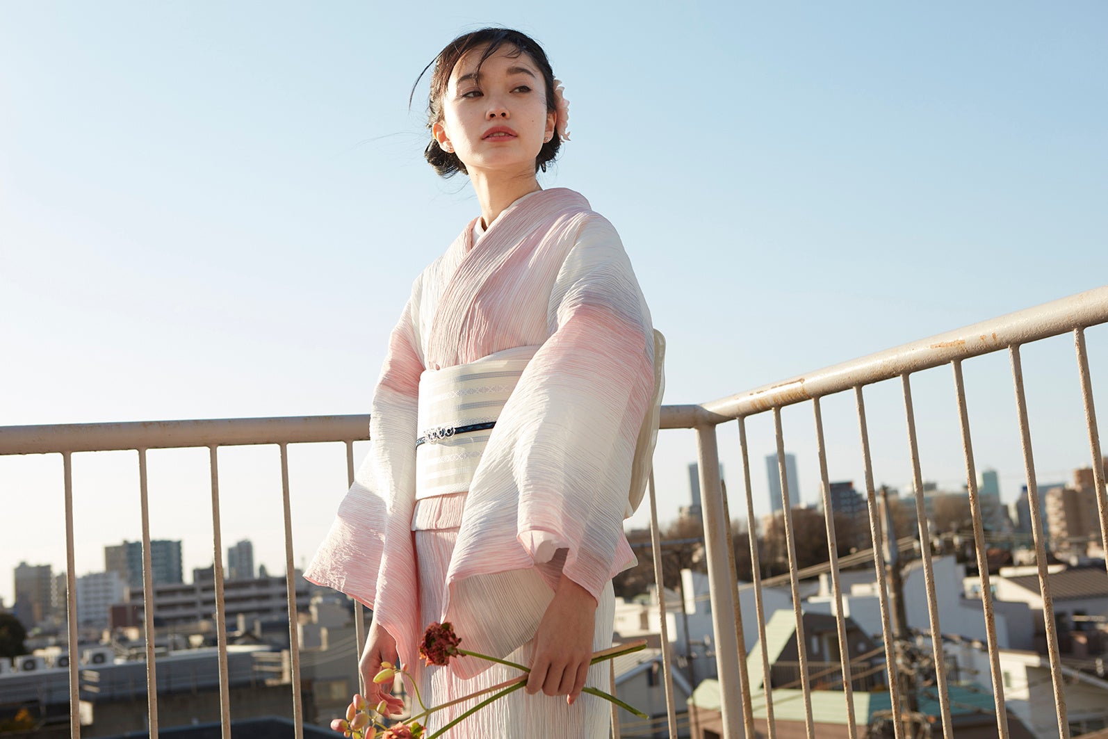 小千谷縮　乱絣　零れ桜