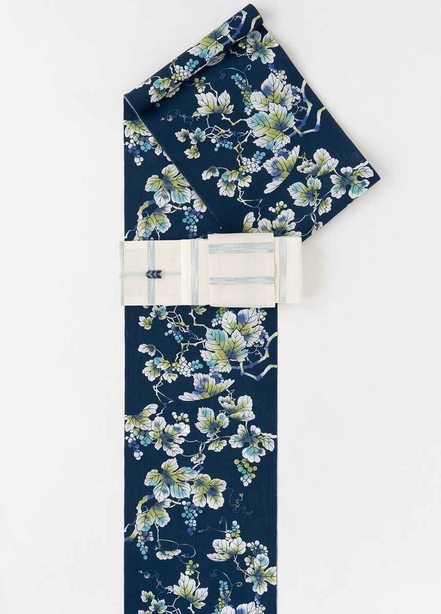 ゆかた夏音　葡萄図　紺