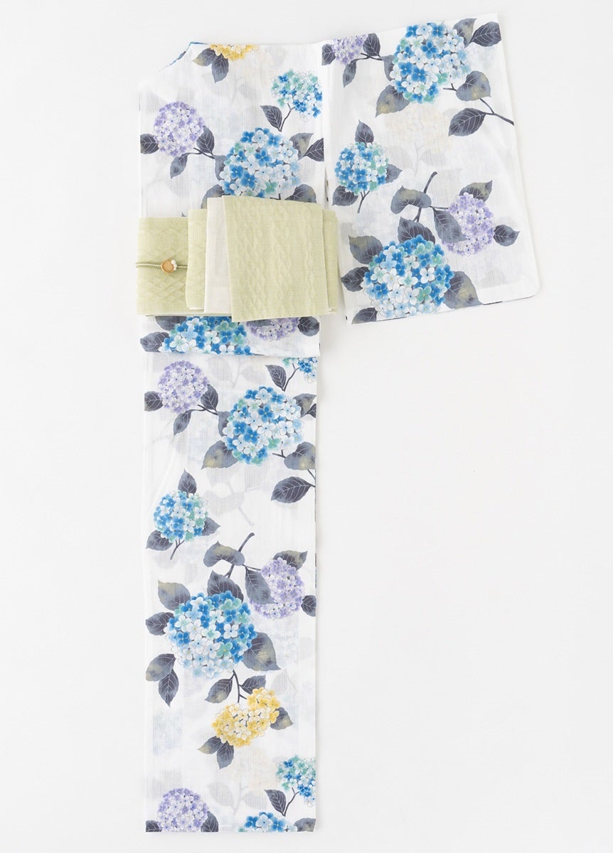 ゆかた夏音　紫陽花　ホワイト