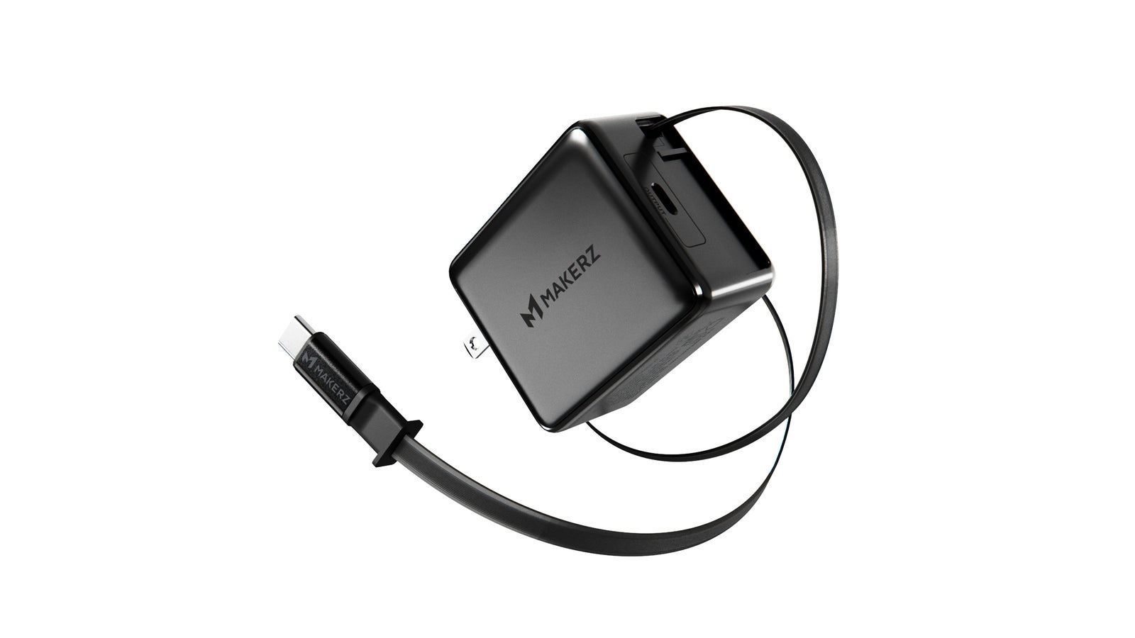 SOLIDZ Power Charger Model IS 本体と内蔵USB-Cケーブル