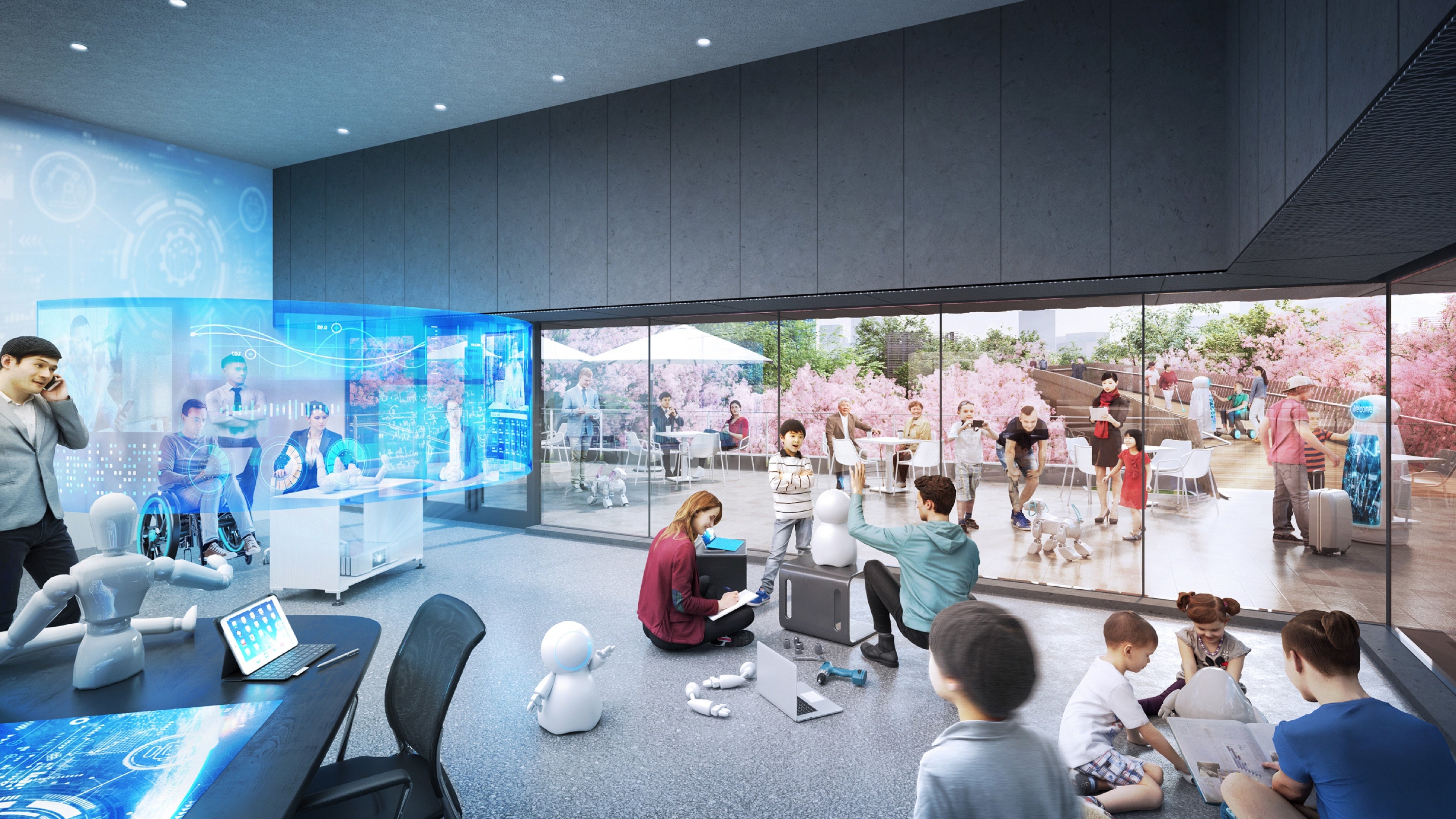 各種企業活動など多目的に利用できるスペースのほか、市民活動の拠点として、市民が憩い、集える飲食施設・フリースペースを併設