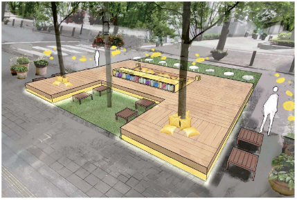 「みんなのライブラリーベンチ」イメージパース