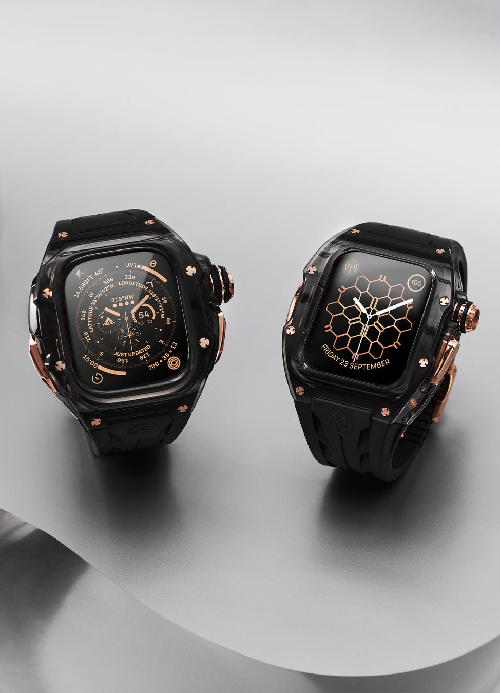 golden concept 44mm ローズゴールド×ブラックシリコン スウェーデン発「GOLDEN CONCEPT(ゴールデンコンセプト)」から