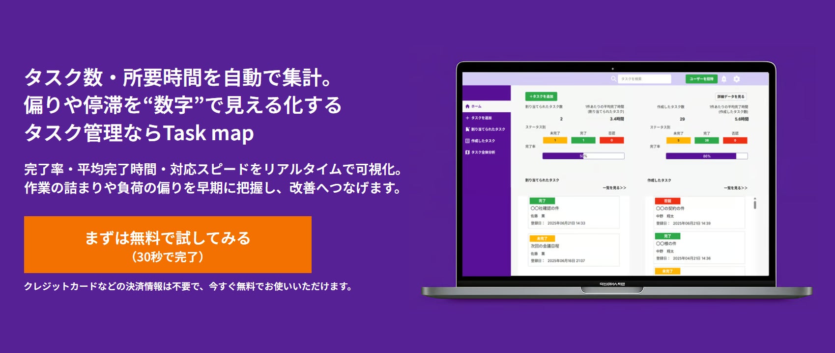 タスク数・所要時間を自動で集計。偏りや停滞を“数字”で見える化するタスク管理分析ツール「Taskmap(タスクマップ)」が正式リリース ...
