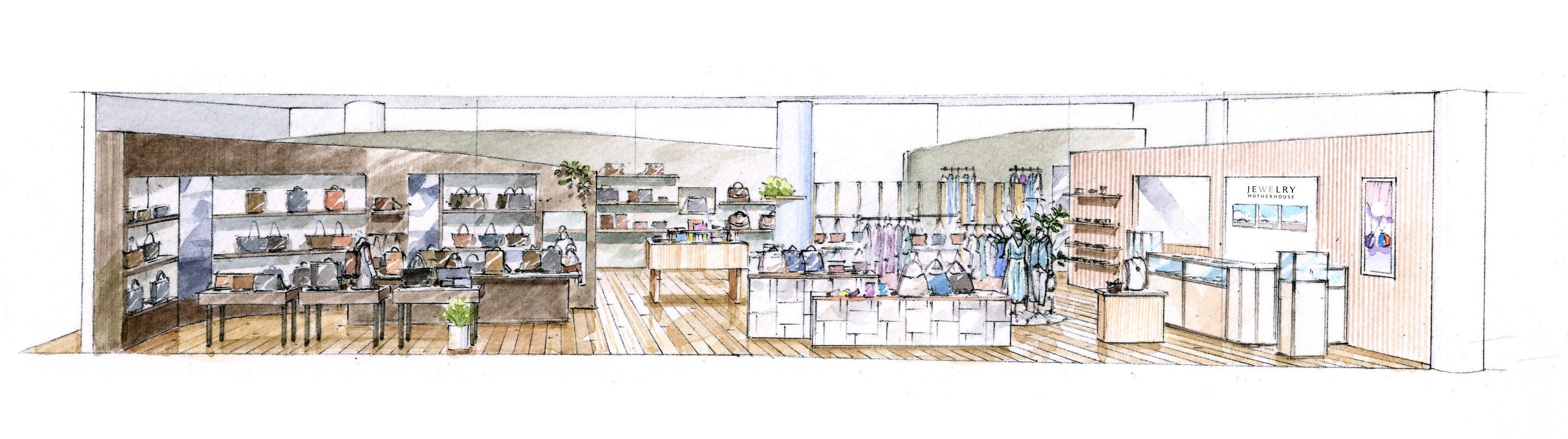 波が重なり合うイメージで作られた空間。波の中ごとに、性格の異なる場が生まれる。