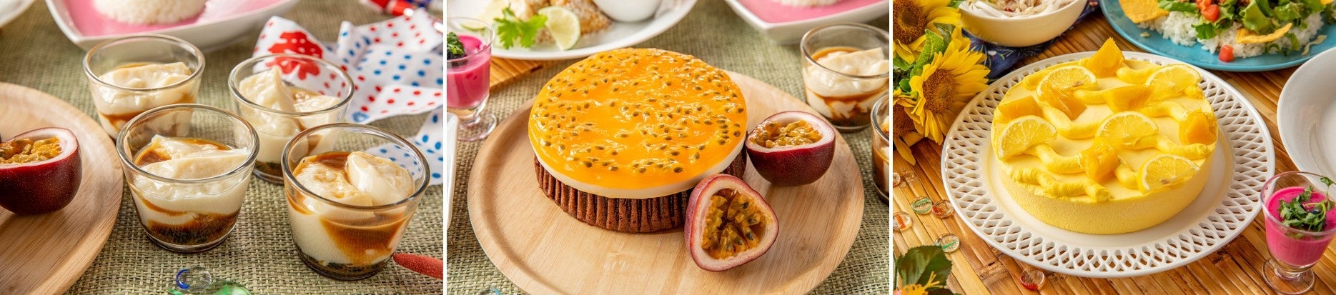 (写真左)タホ (写真中央)パッションフルーツショコラ (写真右)マンゴー＆レモンケーキ