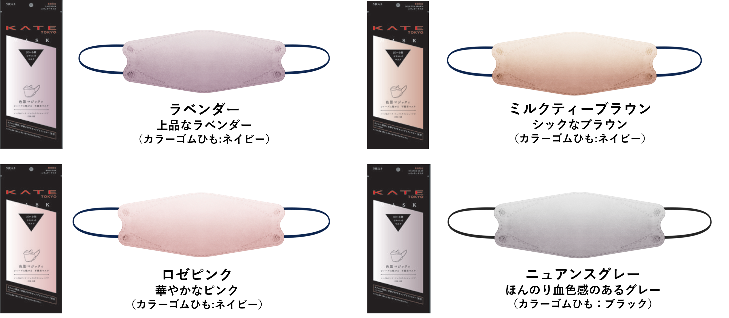 KATEから不織布の「新・小顔シルエットマスク」が登場！色影