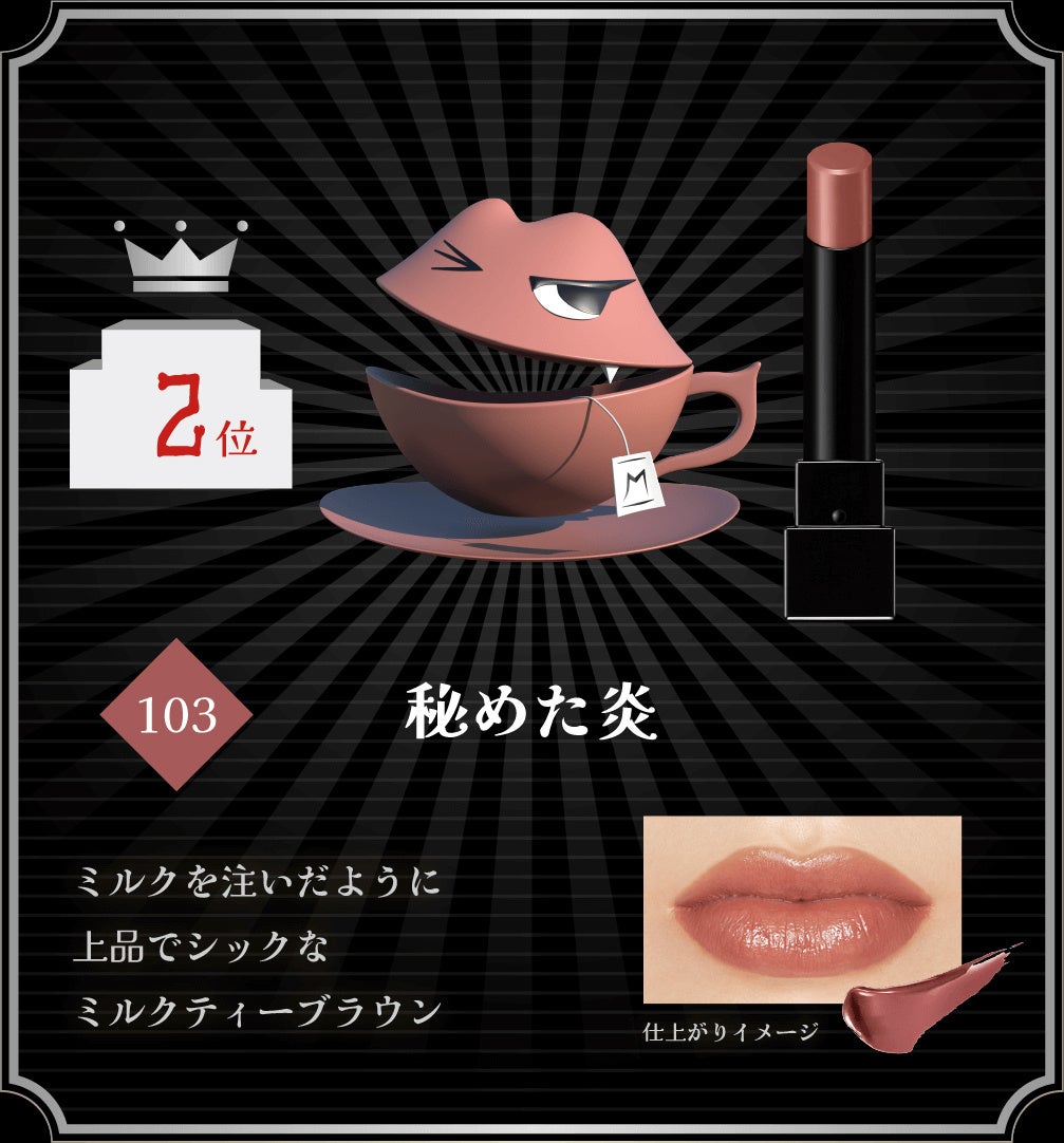 MYリップモンスター総選挙結果発表!1位は「104 桜色のひと時」 MYリップモンスター総選挙結果発表!1位は「104 桜色のひと時」