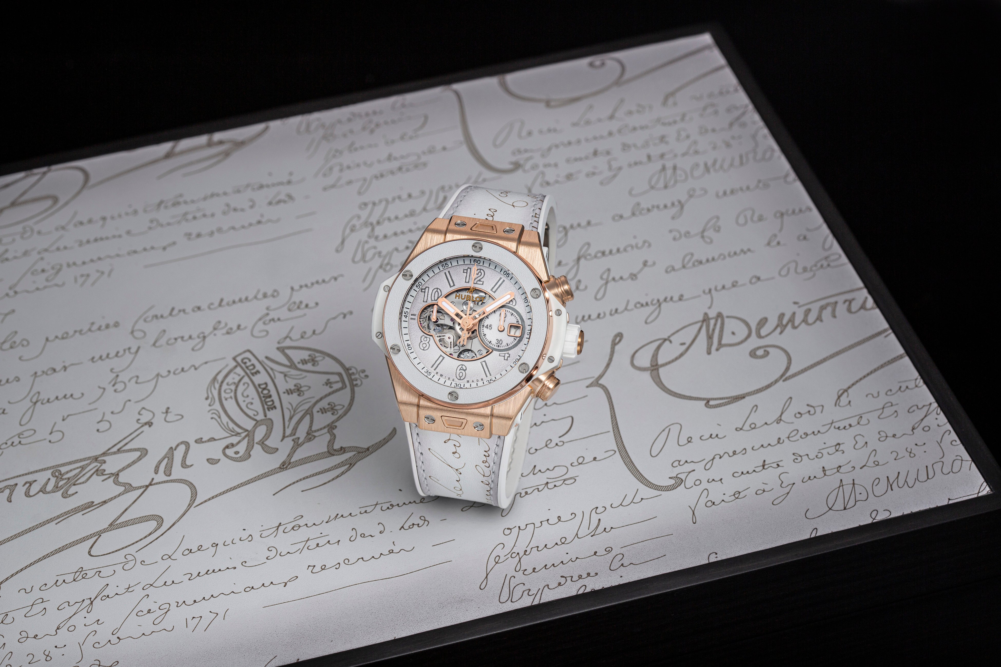 ビッグ・バン ウニコ ベルルッティ ホワイト グレー キングゴールド