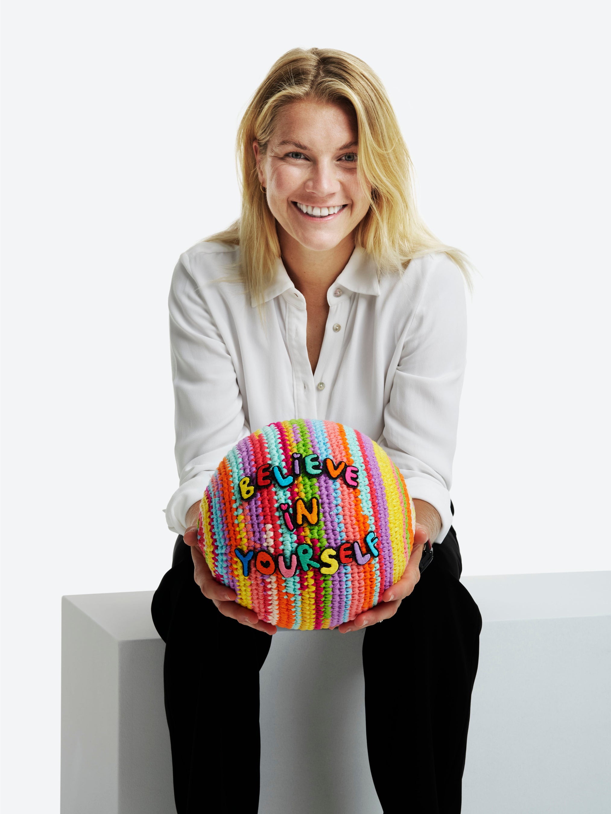 Ada Hegerberg with her dream football designed by Mira Mikati
