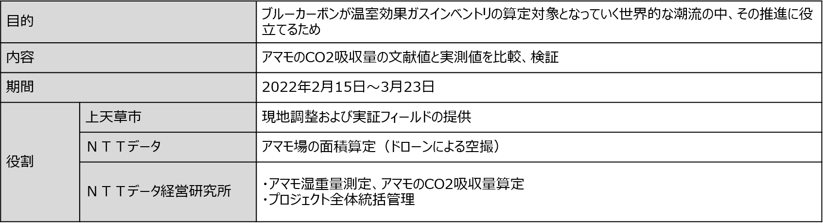 表1：実証実験の概要