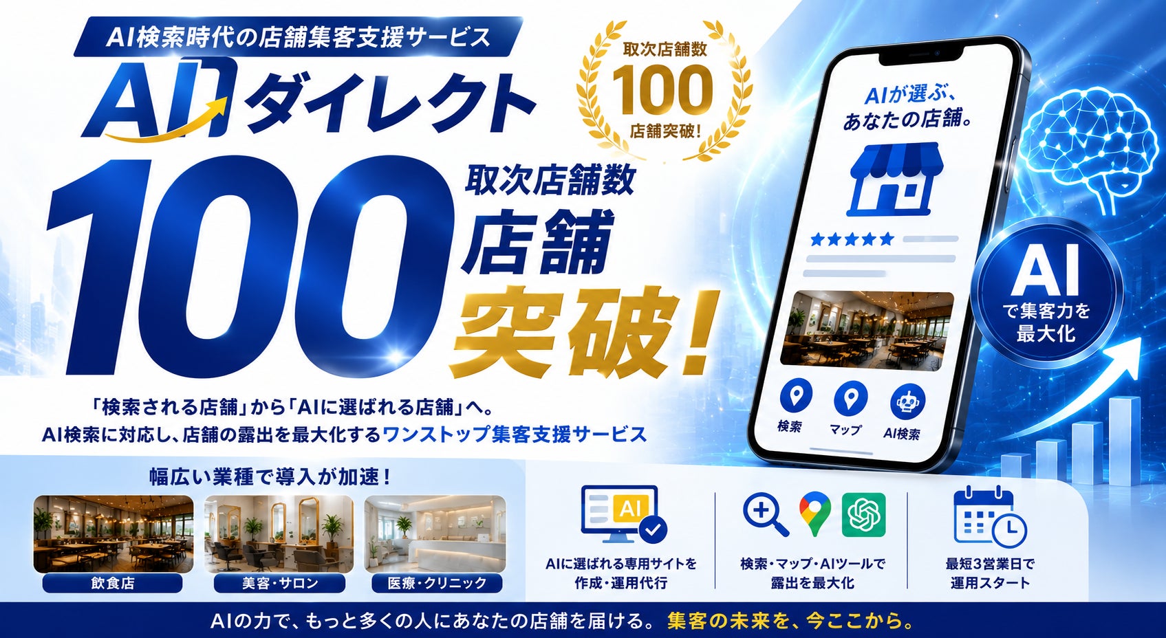 「AIに選ばれる店舗」へ、AI検索対応の集客支援サービスが100店舗突破