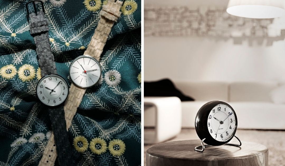 左：ミナペルホネン コラボレーションウォッチ、右：STATIONテーブルクロック