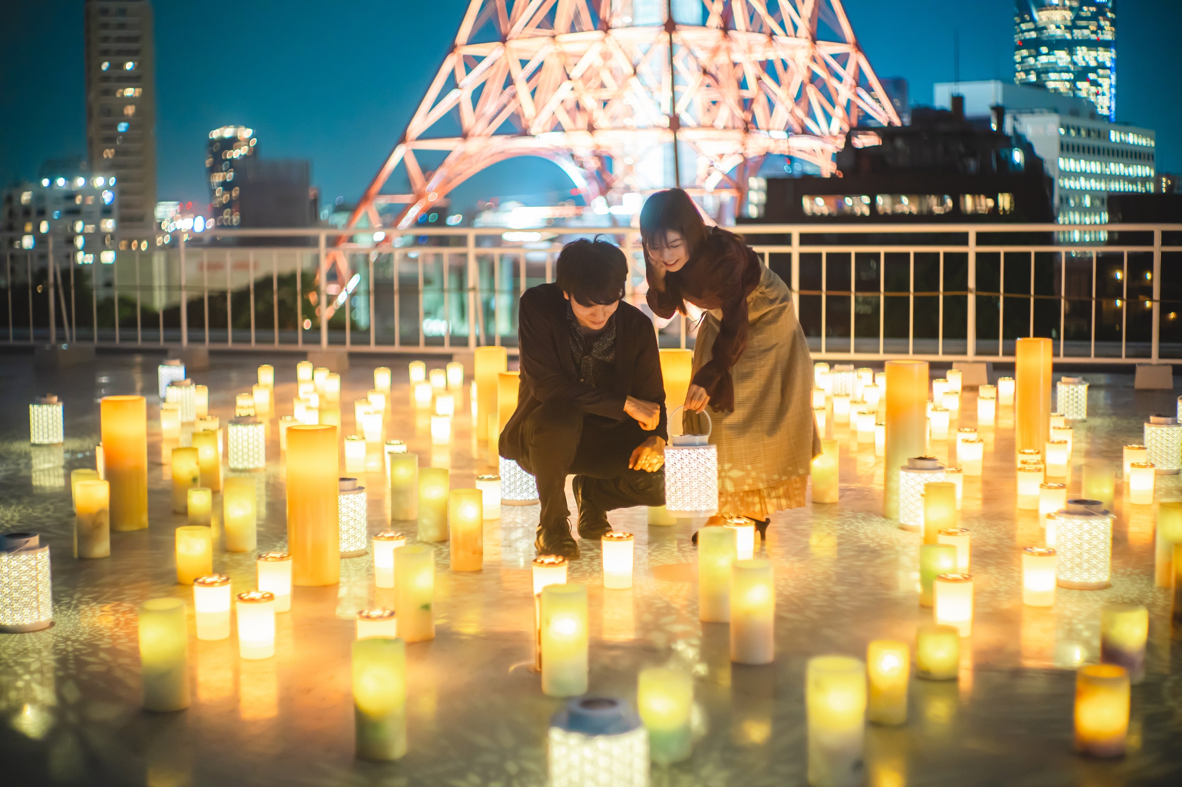 屋上で月あかり絶景体験