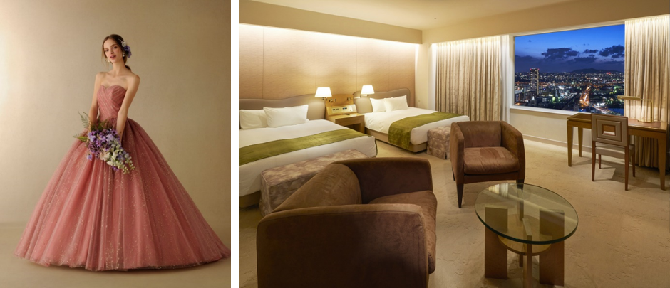 左　カラードレスイメージ／右　ロイヤルスイート客室イメージ