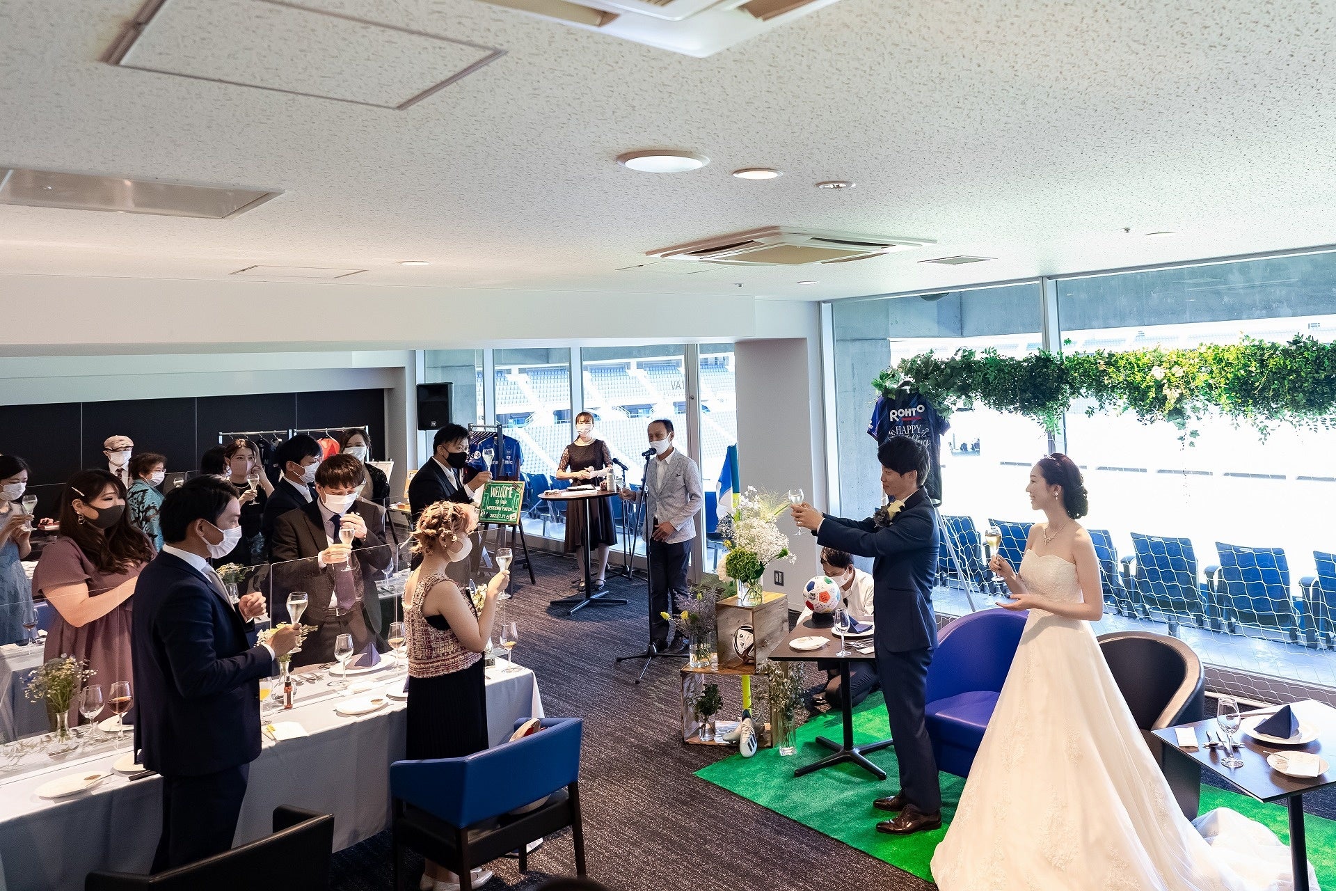VIPラウンジでのウエディング（2021年撮影 ガンバ大阪提供)